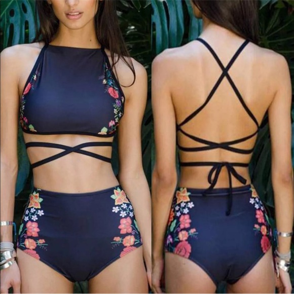 Other - 🎈30%OFF🎈2 pc Navy and Floral Bikini